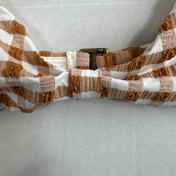 Andie Women's XL Amor Swim Top Textured Sparrow Caramel Gingham Plaid NWT - Picture 5 of 16
